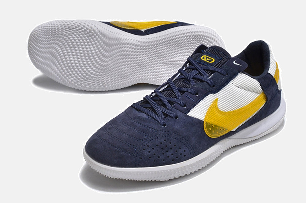 Tênis Futsal Nike Street Gato IC - Branca, Azul e Amarela - detalhe