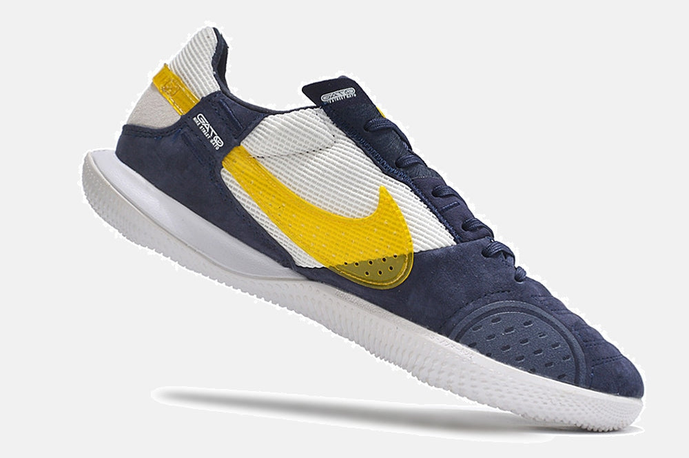 Tênis Futsal Nike Street Gato IC - Branca, Azul e Amarela - imagem 6