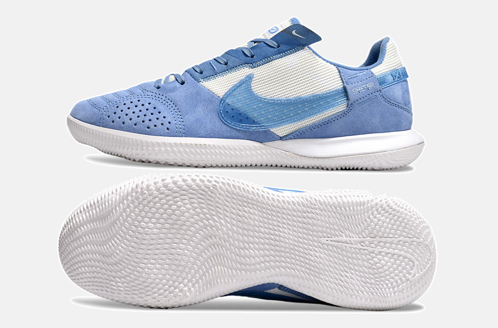 Tênis Futsal Nike Street Gato IC - Branca e Azul - vista traseira