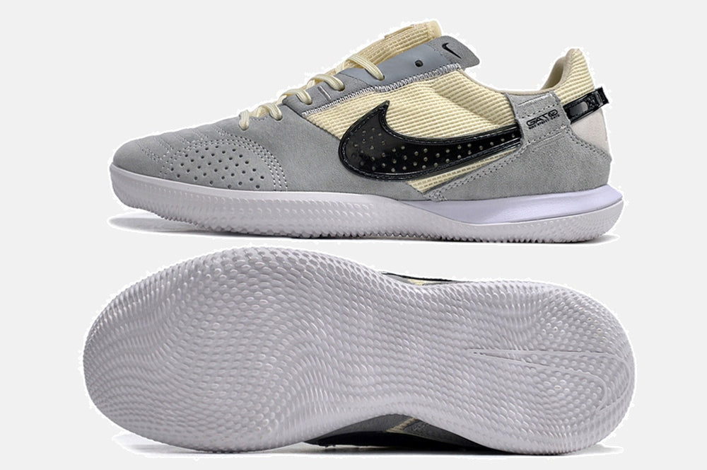 Tênis Futsal Nike Street Gato IC - Cinza, Bege e Preta - vista traseira