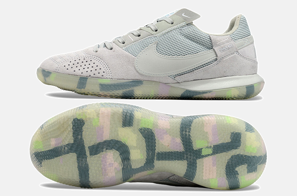 Tênis Futsal Nike Street Gato IC - Cinza e Verde - vista traseira