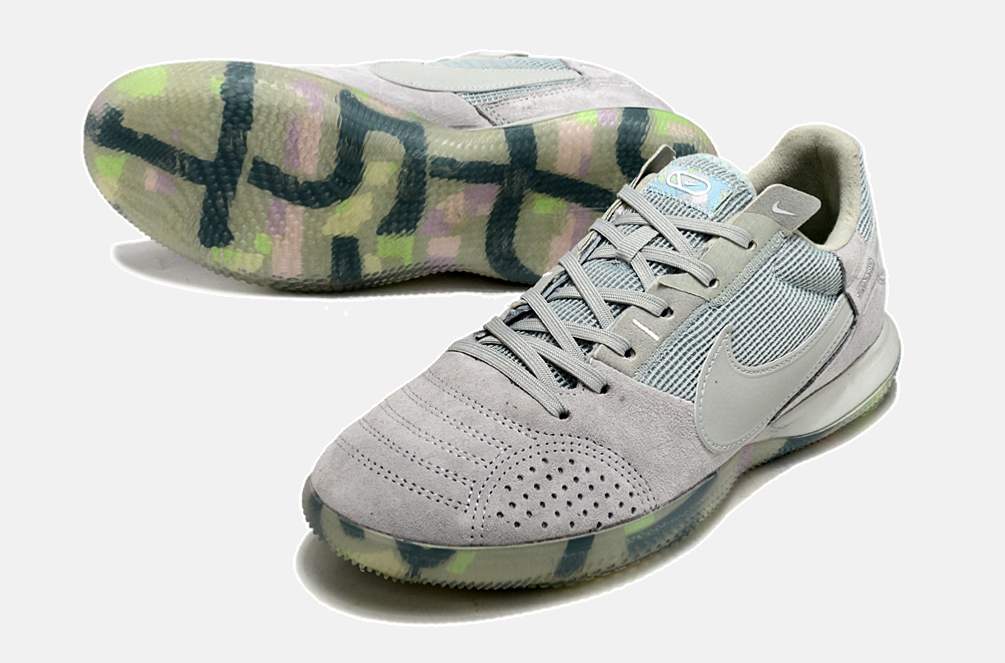 Tênis Futsal Nike Street Gato IC - Cinza e Verde - detalhe