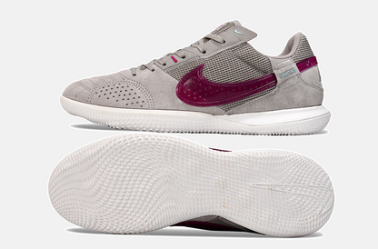 Tênis Futsal Nike Street Gato IC - Cinza e Vinho - vista traseira