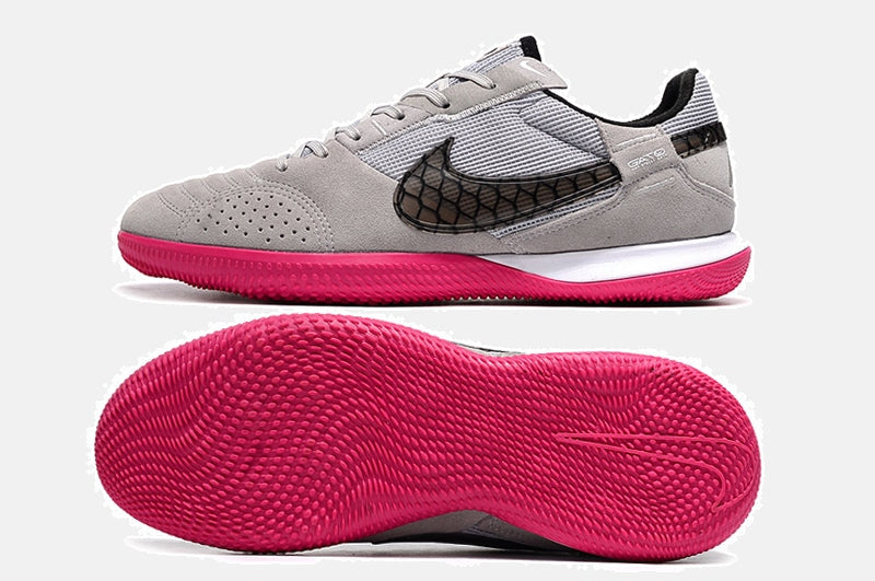 Tênis Futsal Nike Street Gato IC - Cinza, Rosa e Preta - vista traseira