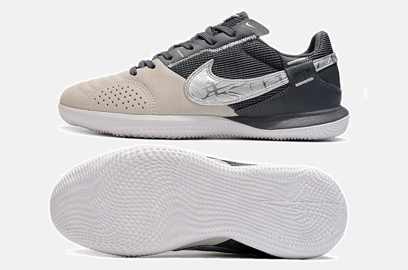Tênis Futsal Nike Street Gato IC - Preta, Creme e Prata - vista traseira