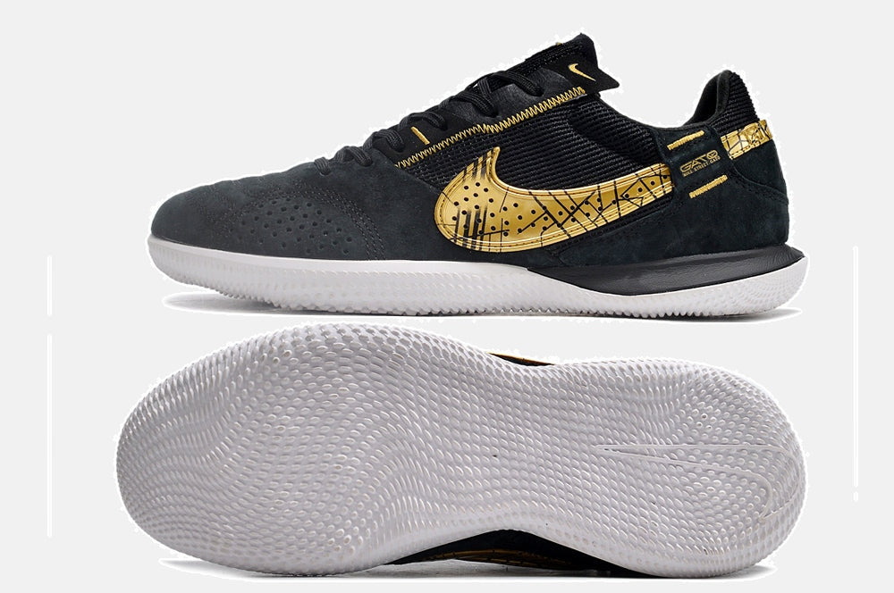 Tênis Futsal Nike Street Gato IC - Preta e Dourada - vista traseira