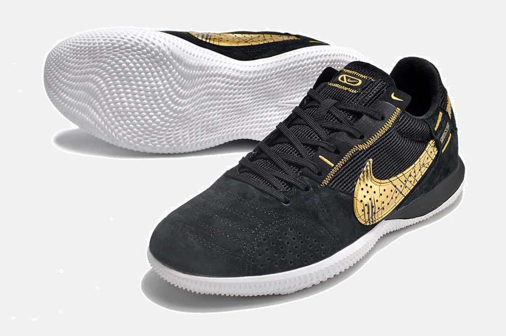 Tênis Futsal Nike Street Gato IC - Preta e Dourada - detalhe